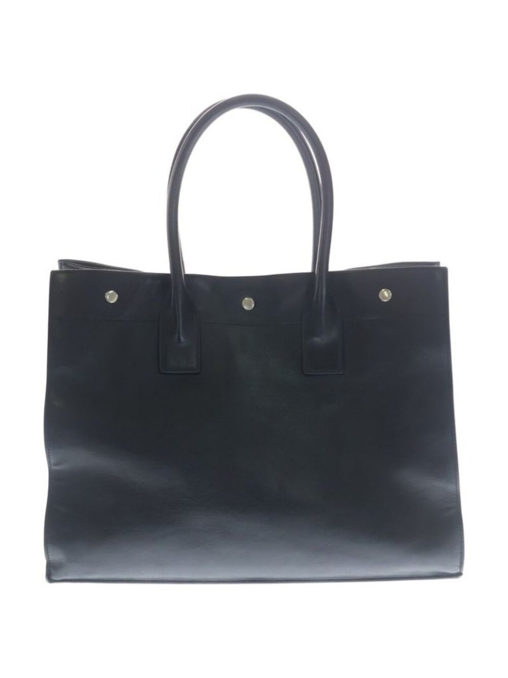 Saint Laurent Yves Ribe Goche Tote Black Leather Silver - Picture 2 of 6
